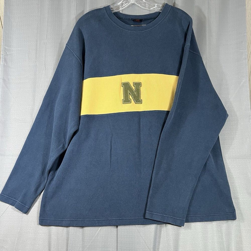 Nike Shirt Mens XL Blue Long Sleeve Vintage Sweater Center Logo Sweatshirt READ!